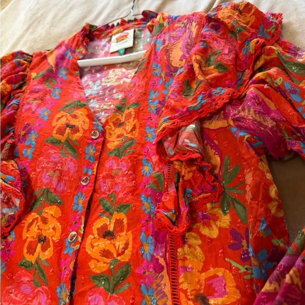 FARM Rio Spring Bananas Top Blouse M - Picture 5 of 6